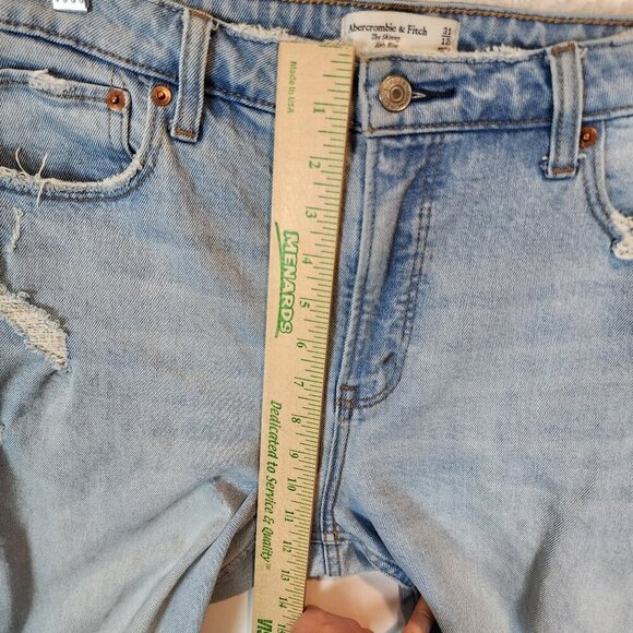 Abercrombie & Fitch The Skinny High Rise Curve Love Distressed Thrashed Jeans 31 - Picture 8 of 13
